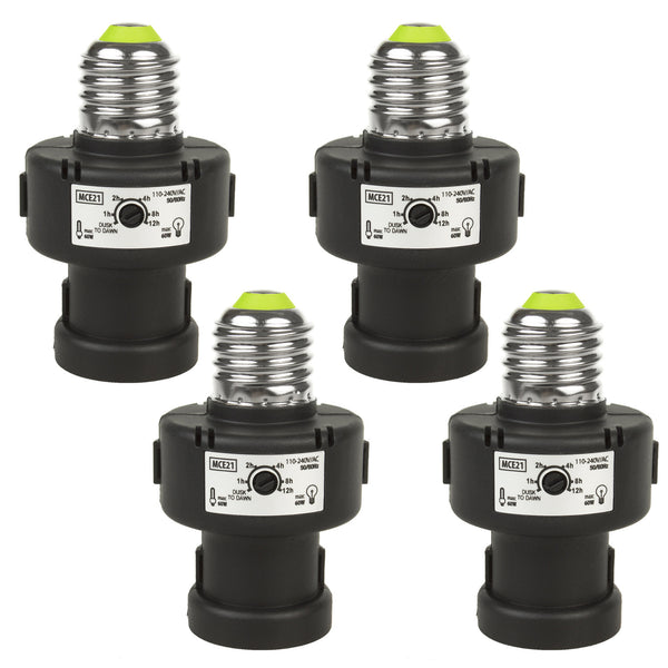 Maclean E27-es izzófoglalat, 100 W, alkonyatérzékelővel és időzítővel, MCE21B, 4 darab