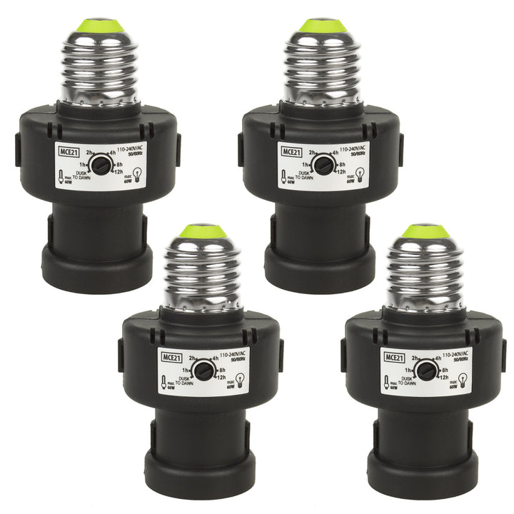 Maclean E27-es izzófoglalat, 100 W, alkonyatérzékelővel és időzítővel, MCE21B, 4 darab