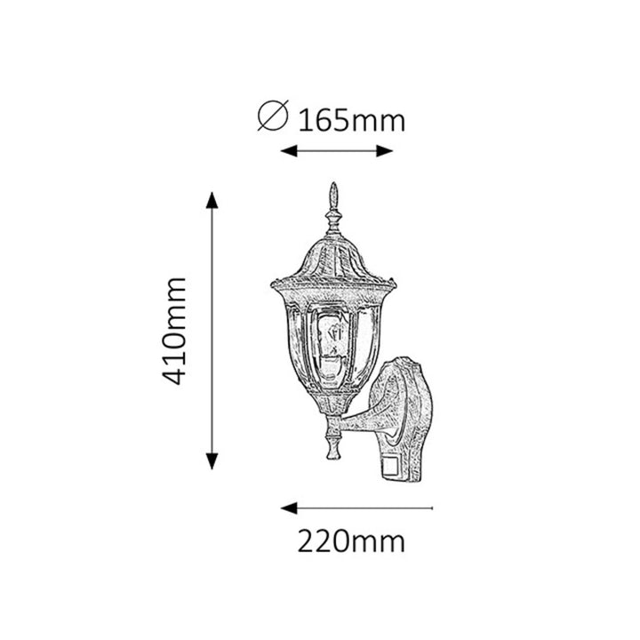 Rabalux falilámpa, kültéri, mozgásérzékelővel, IP43, E27, max. 60 W, antik arany, Milano, 4 db