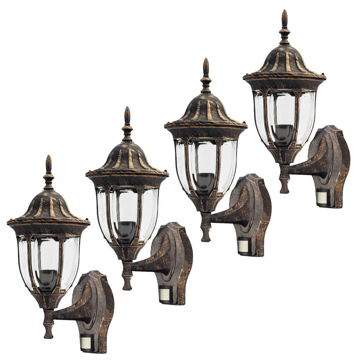 Rabalux falilámpa, kültéri, mozgásérzékelővel, IP43, E27, max. 60 W, antik arany, Milano, 4 db