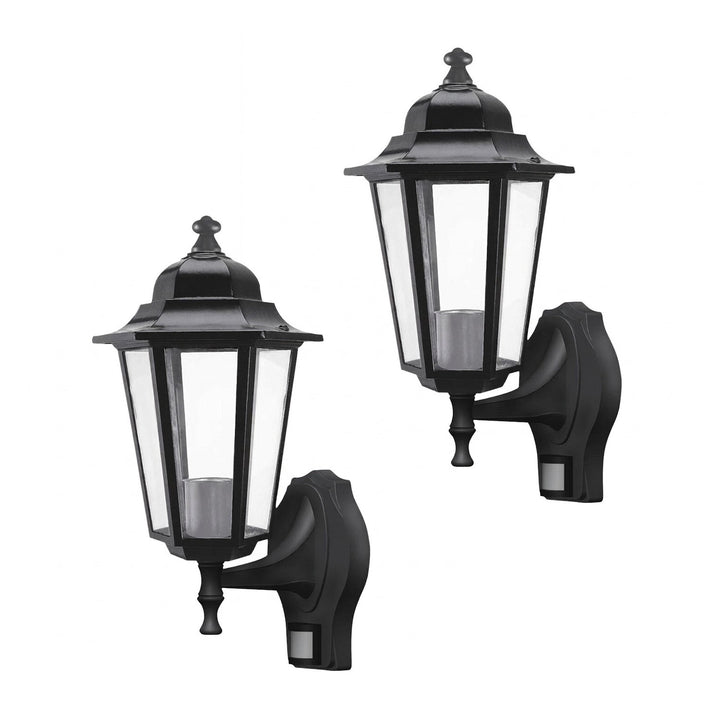 Rabalux falilámpa, kültéri, mozgásérzékelővel, IP43, E27, max. 60 W, fekete, Velence, 2 darab