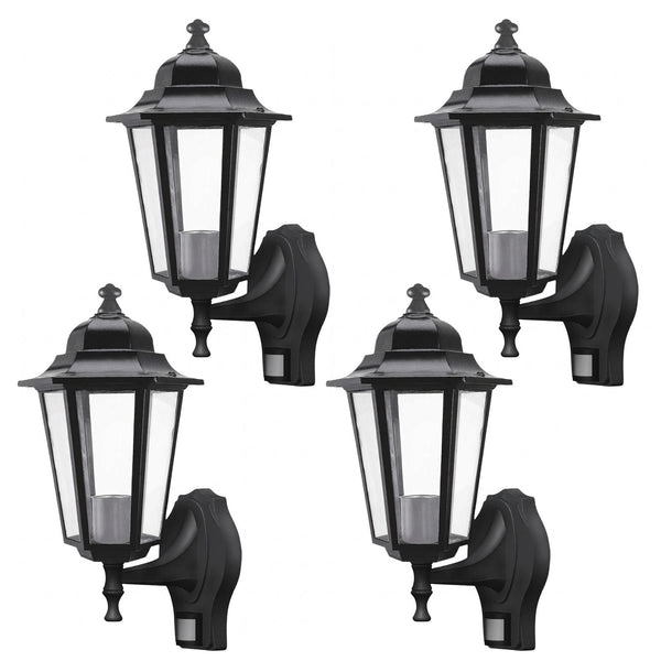 Rabalux falilámpa, kültéri, mozgásérzékelővel, IP43, E27, max. 60 W, fekete, Velence, 4 darab