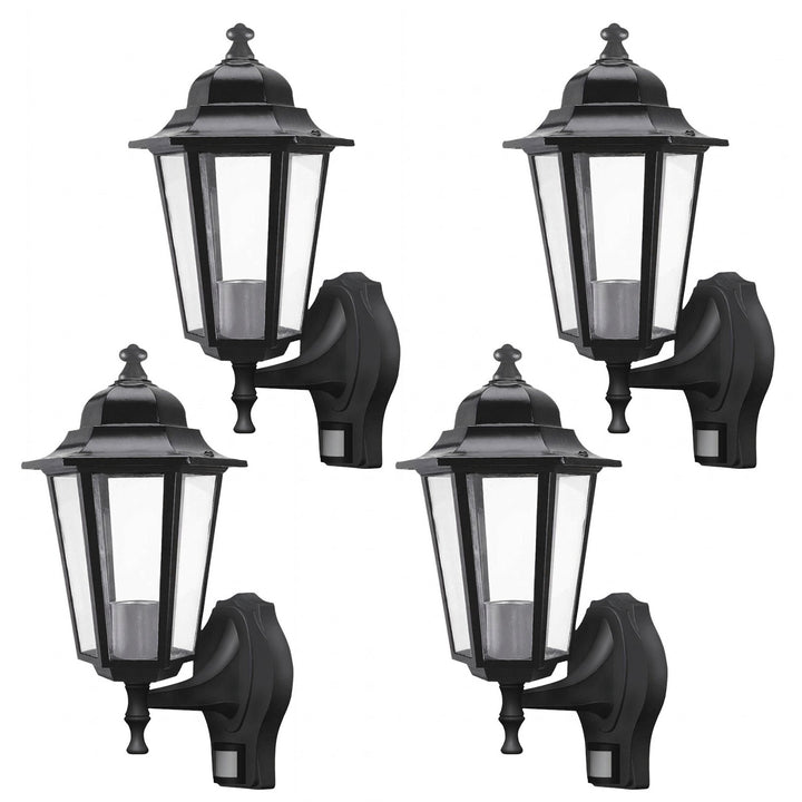 Rabalux falilámpa, kültéri, mozgásérzékelővel, IP43, E27, max. 60 W, fekete, Velence, 4 darab