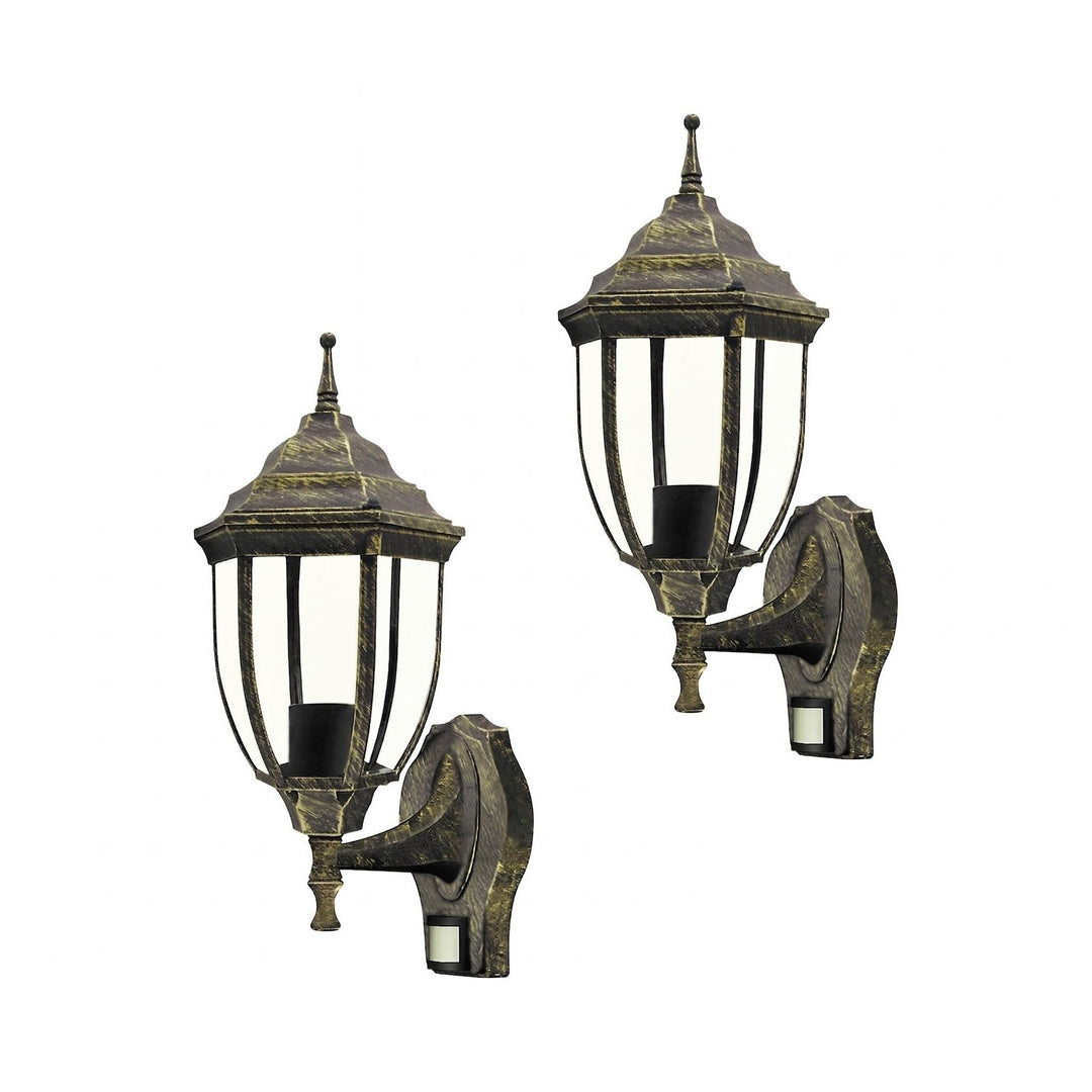 Rabalux falilámpa, kültéri, mozgásérzékelővel, IP43, E27, max. 60 W, antik arany, Nizza, 2 darab