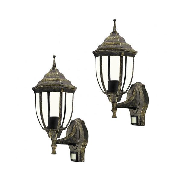 Rabalux falilámpa, kültéri, mozgásérzékelővel, IP43, E27, max. 60 W, antik arany, Nizza, 2 darab