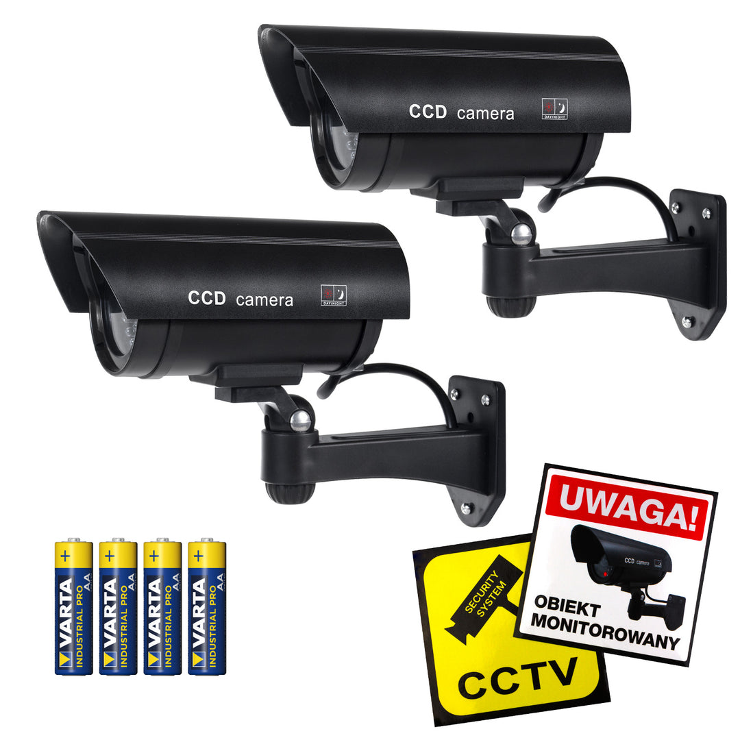 IR1100 B külső, fekete, villogó LED-es kameraimitáció, 2 db + 4 db Varta Industrial AA elem