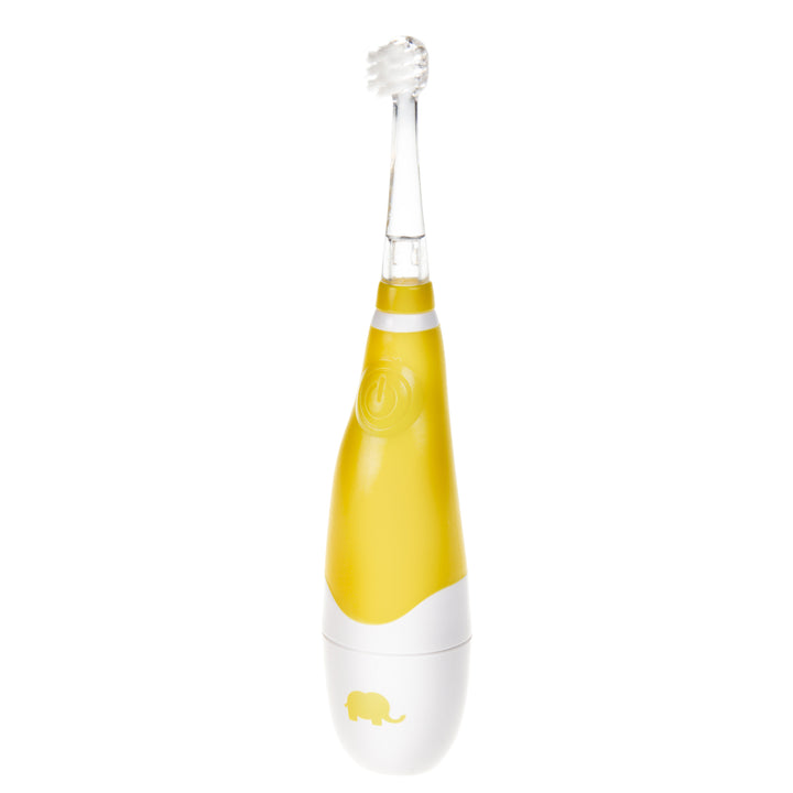 SEAGO gyermekeknek szánt szonikus fogkefe, sárga színű, 4 cserélhető fejet tartalmaz, SG-902 Yellow + Varta Industrial AAA alkáli elem