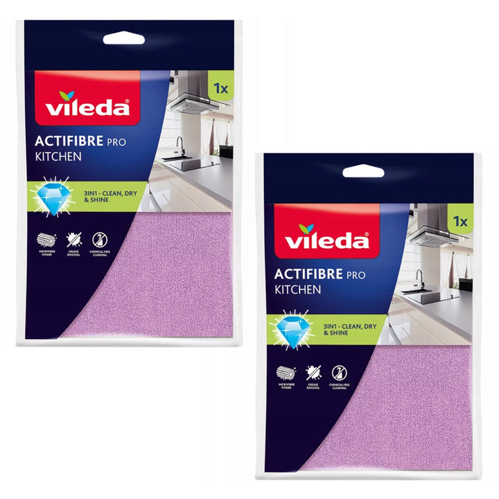 Vileda Actifibre Pro konyhai törlőkendő, mikroszálas, PVA bevonattal, 60 °C-ig mosható, 183303, 2 darab