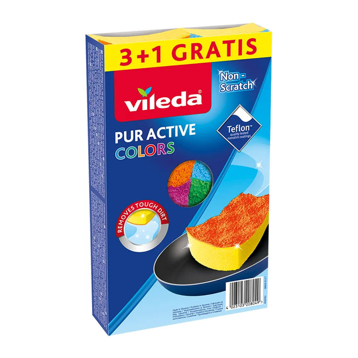 GreenBlue lapos felmosó vödörrel és kifacsaróval, két HQ mikroszálas betéttel, 5,7 l űrtartalommal, MaxiClean GB870 + 4 db Vileda Pur Active Colors súrolószivacs