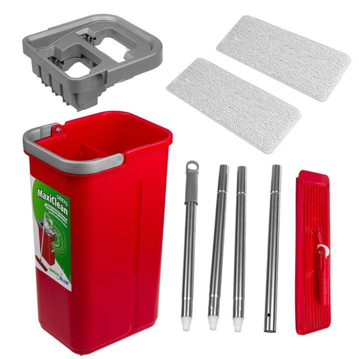 GreenBlue lapos felmosó vödörrel és kifacsaróval, két HQ mikroszálas betéttel, 5,7 l űrtartalommal, MaxiClean GB870 + Vileda Actifibre Soft törlőkendő