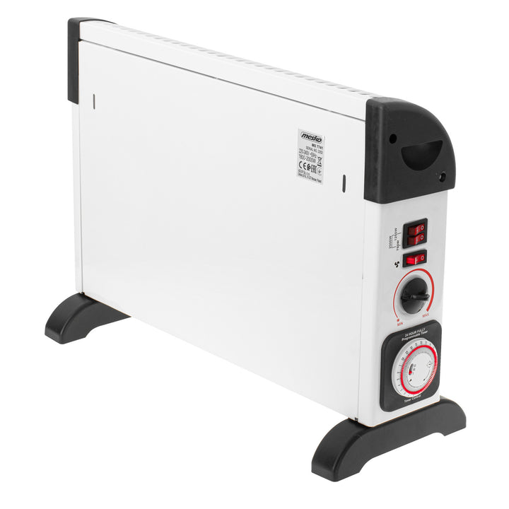 Konvektoros fűtőtest, elektromos, termosztáttal, 2000 W, 24 órás időzítő, fehér, 150 cm-es kábel, Mesko, MS 7741W