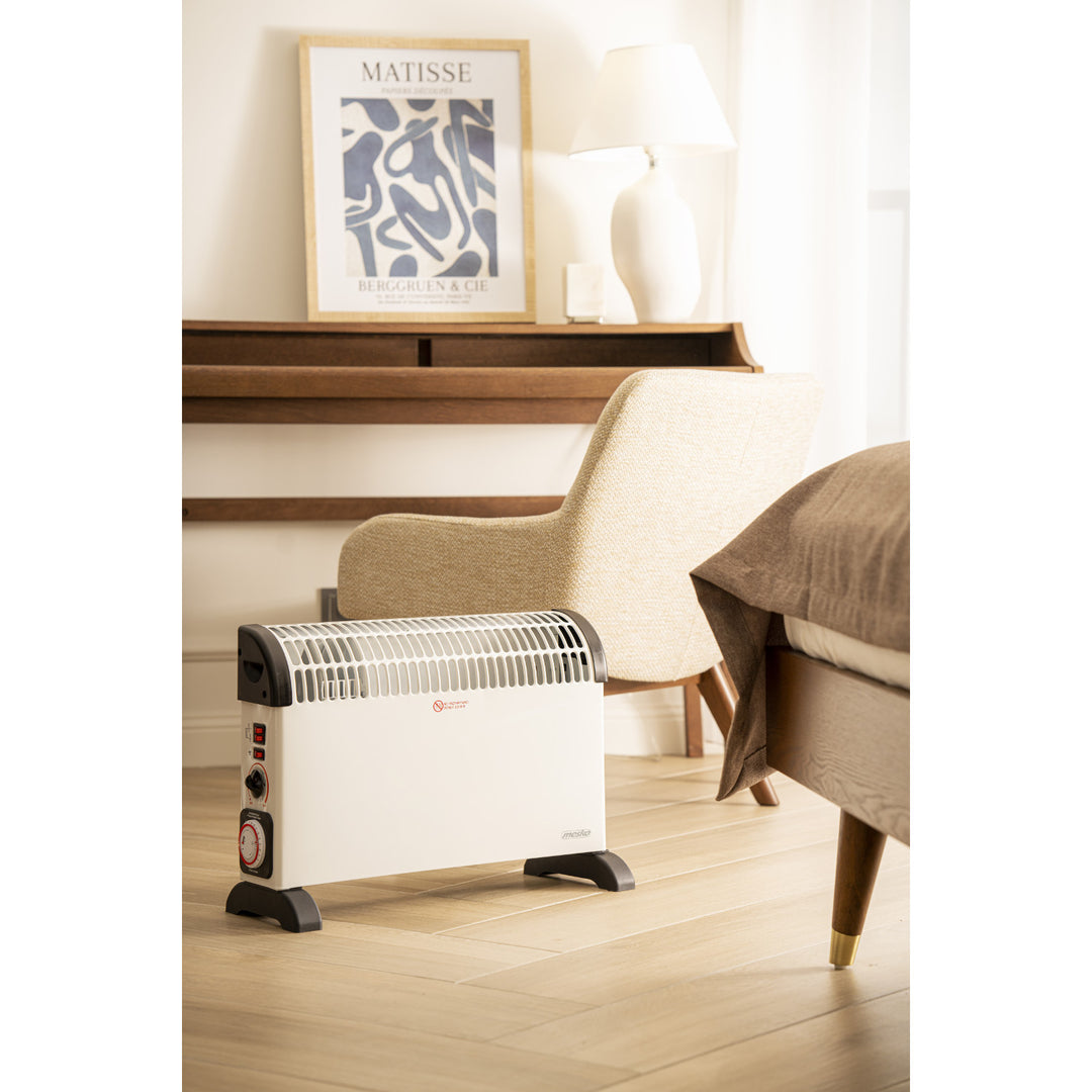Konvektoros fűtőtest, elektromos, termosztáttal, 2000 W, 24 órás időzítő, fehér, 150 cm-es kábel, Mesko, MS 7741W