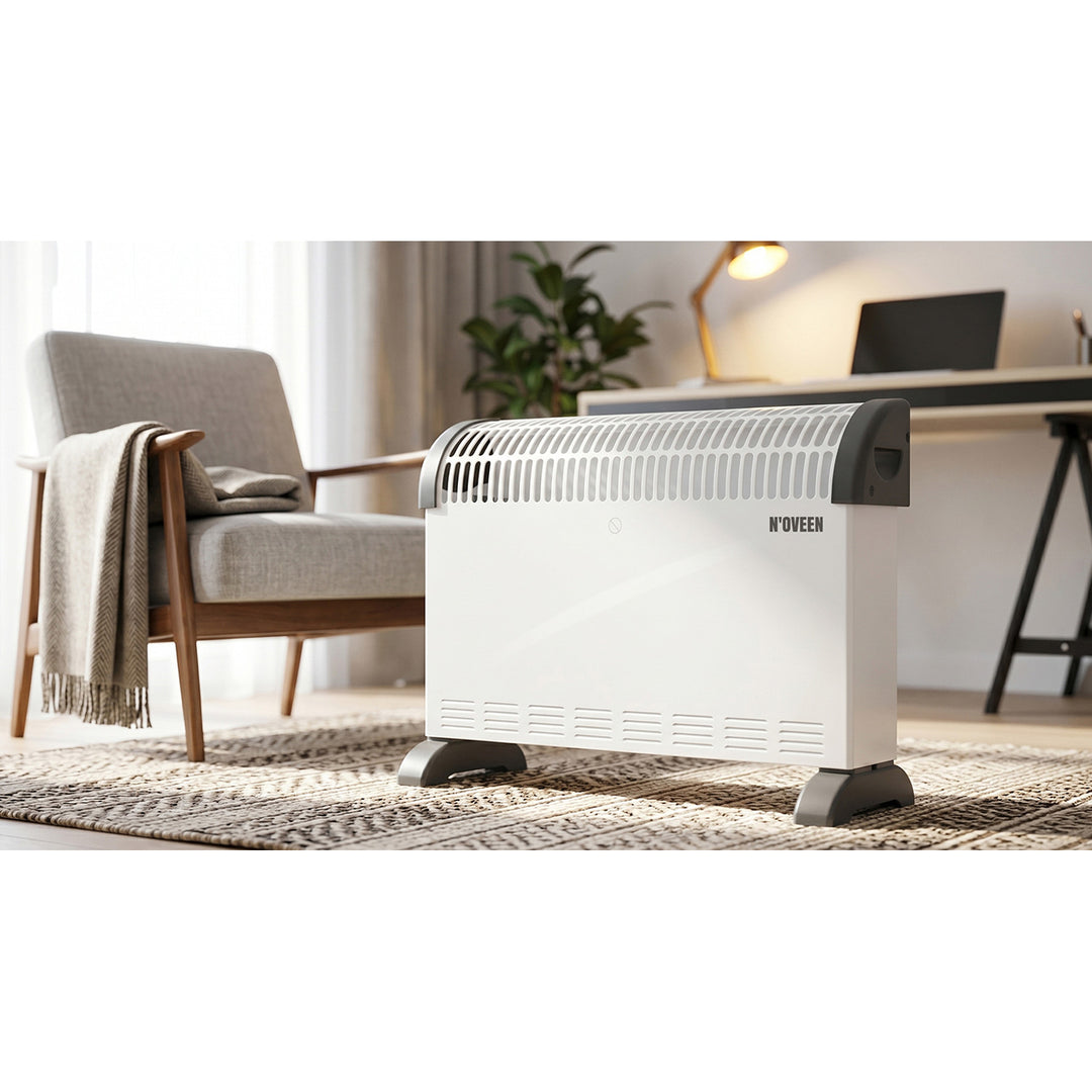 Konvektoros fűtőtest, elektromos, 2000 W, termosztáttal, fehér, Noveen