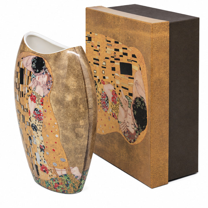 Porcelán váza ajándékdobozban, a Klimt „A csók” kollekcióból