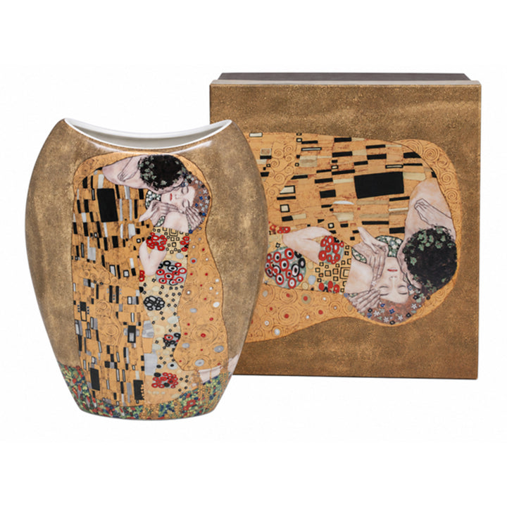 Porcelán váza ajándékdobozban, a Klimt „A csók” kollekcióból