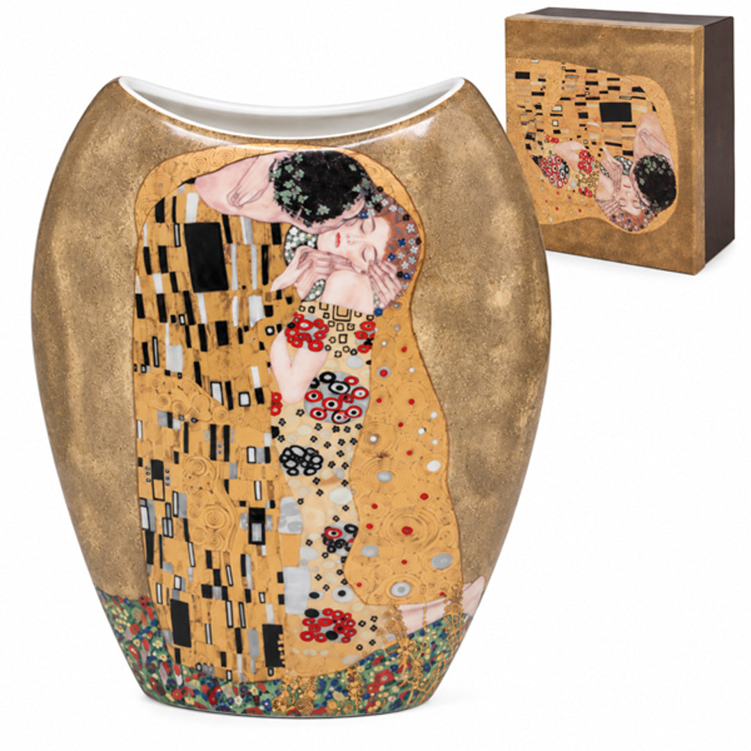 Porcelán váza ajándékdobozban, a Klimt „A csók” kollekcióból