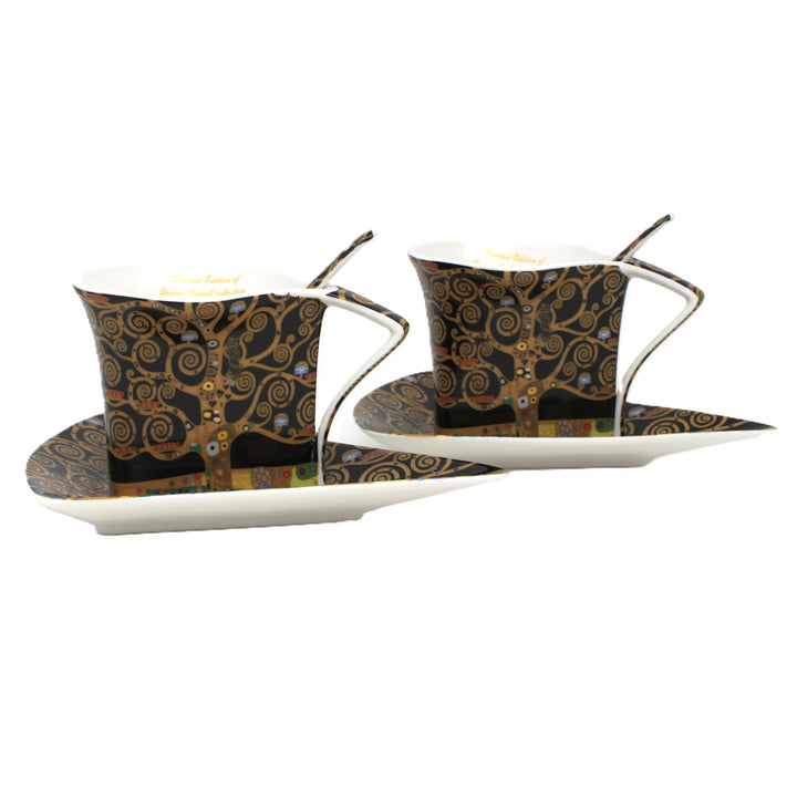 Klimt „Az élet fája” porceláncsészék, 2 db, 180 ml, kanállal, Queen Isabell