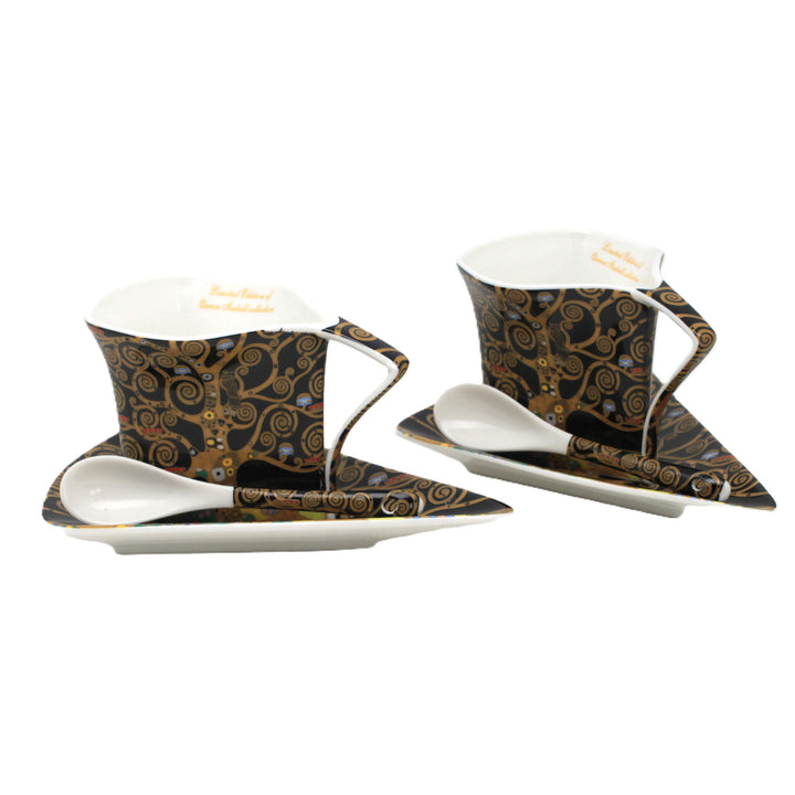 Klimt „Az élet fája” porceláncsészék, 2 db, 180 ml, kanállal, Queen Isabell