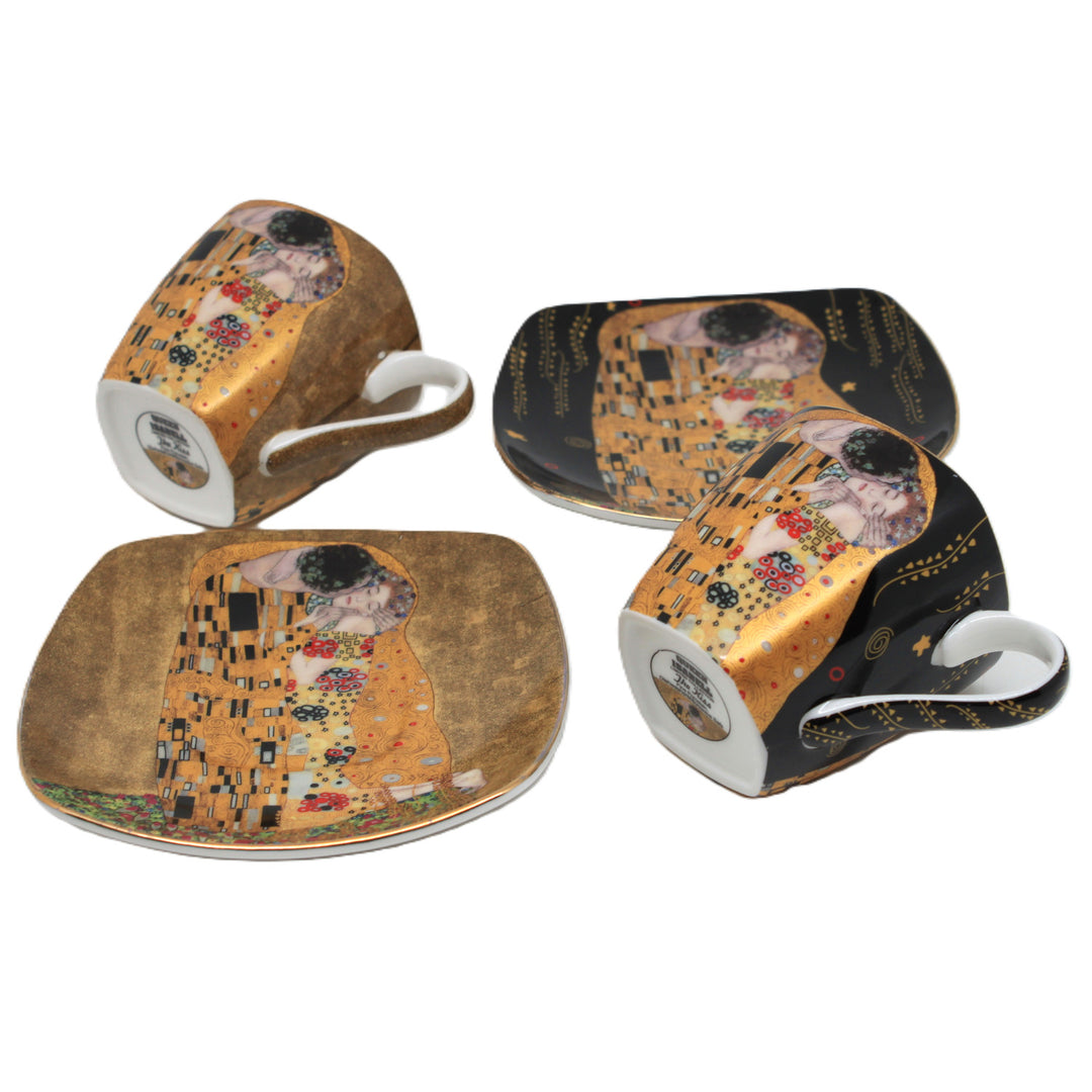 Klimt „A csók” porcelán eszpresszós csészék, 2 db × 100 ml, Queen Isabell