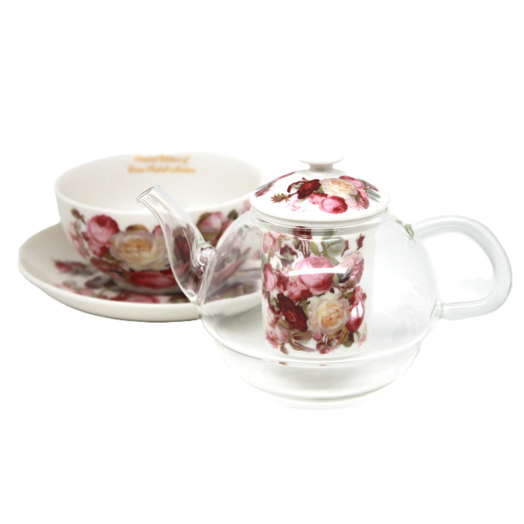 „Rózsák” teakészlet, csésze és teáskanna (tea for one) Queen Isabell