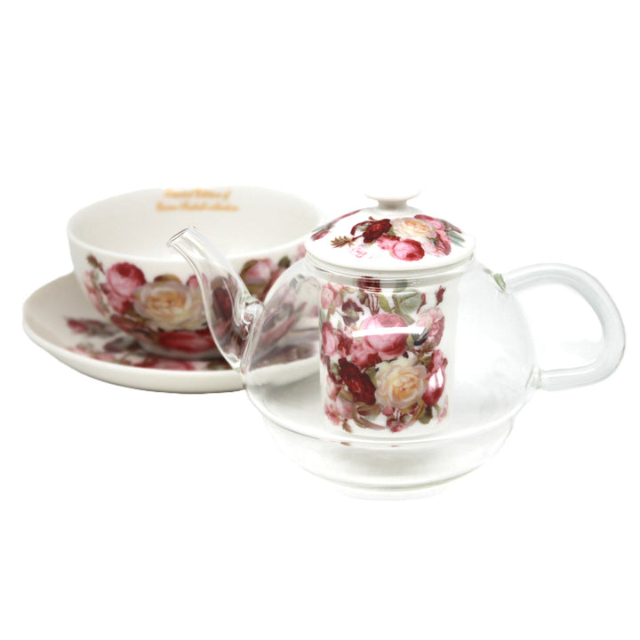 „Rózsák” teakészlet, csésze és teáskanna (tea for one) Queen Isabell