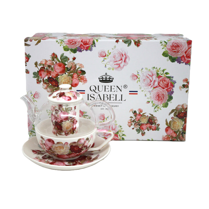 „Rózsák” teakészlet, csésze és teáskanna (tea for one) Queen Isabell