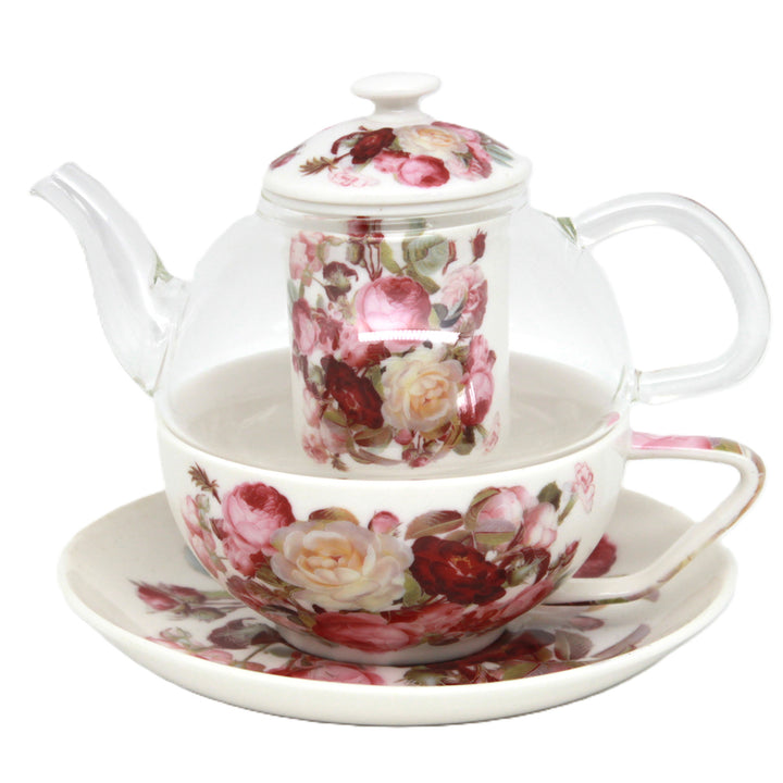 „Rózsák” teakészlet, csésze és teáskanna (tea for one) Queen Isabell