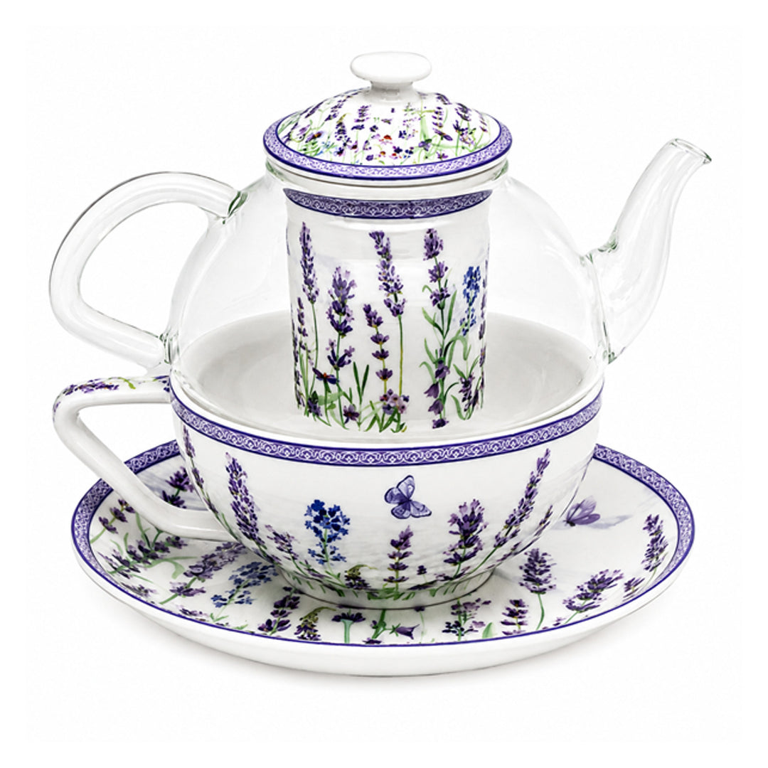 Levendula teakészlet, csésze és teáskanna (tea for one) Queen Isabell