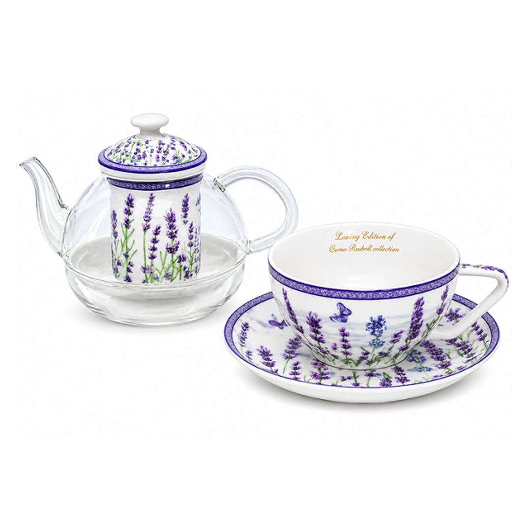 Levendula teakészlet, csésze és teáskanna (tea for one) Queen Isabell