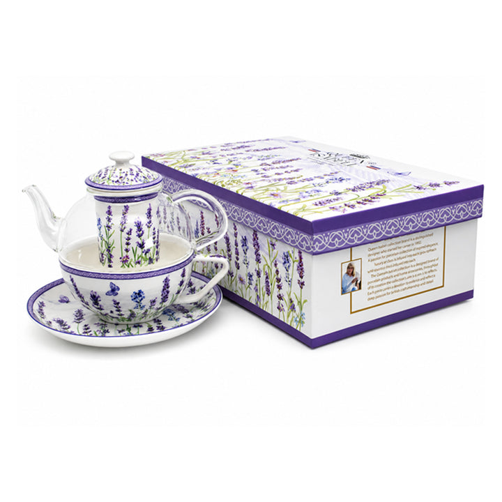 Levendula teakészlet, csésze és teáskanna (tea for one) Queen Isabell