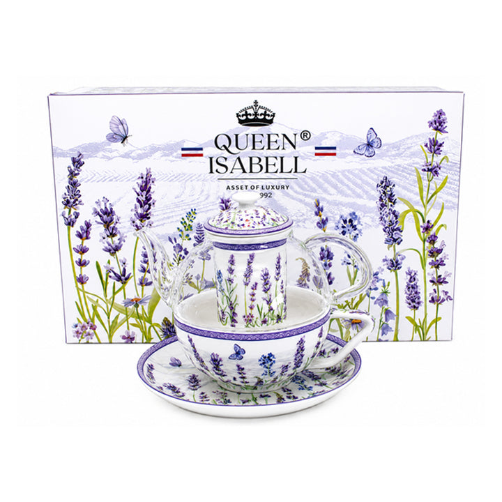 Levendula teakészlet, csésze és teáskanna (tea for one) Queen Isabell