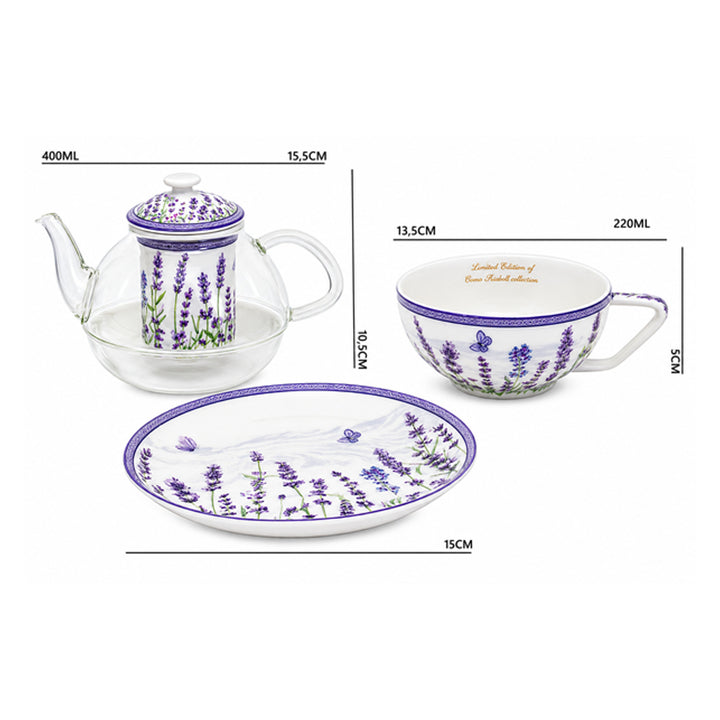 Levendula teakészlet, csésze és teáskanna (tea for one) Queen Isabell
