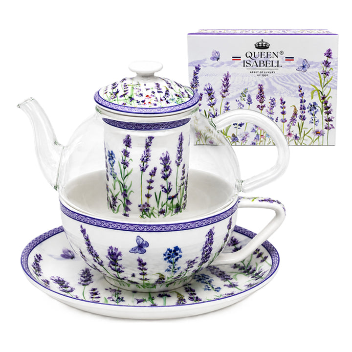 Levendula teakészlet, csésze és teáskanna (tea for one) Queen Isabell