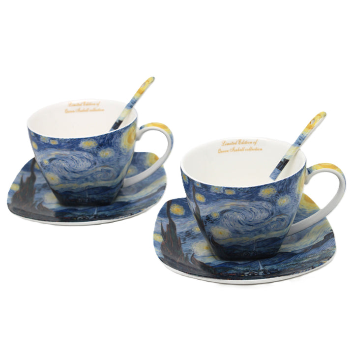 Van Gogh „Csillagos éjszaka” porceláncsészék, 2x250 ml, 2 darabos szett, Queen Isabell