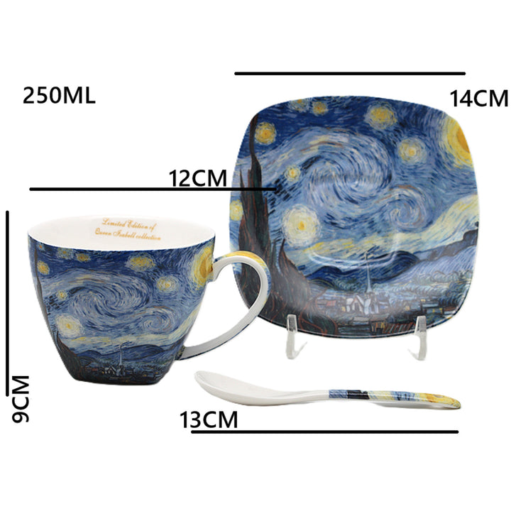 Van Gogh „Csillagos éjszaka” porceláncsészék, 2x250 ml, 2 darabos szett, Queen Isabell