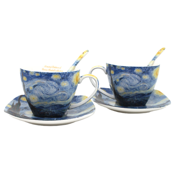 Van Gogh „Csillagos éjszaka” porceláncsészék, 2 db × 250 ml, szett, Queen Isabell