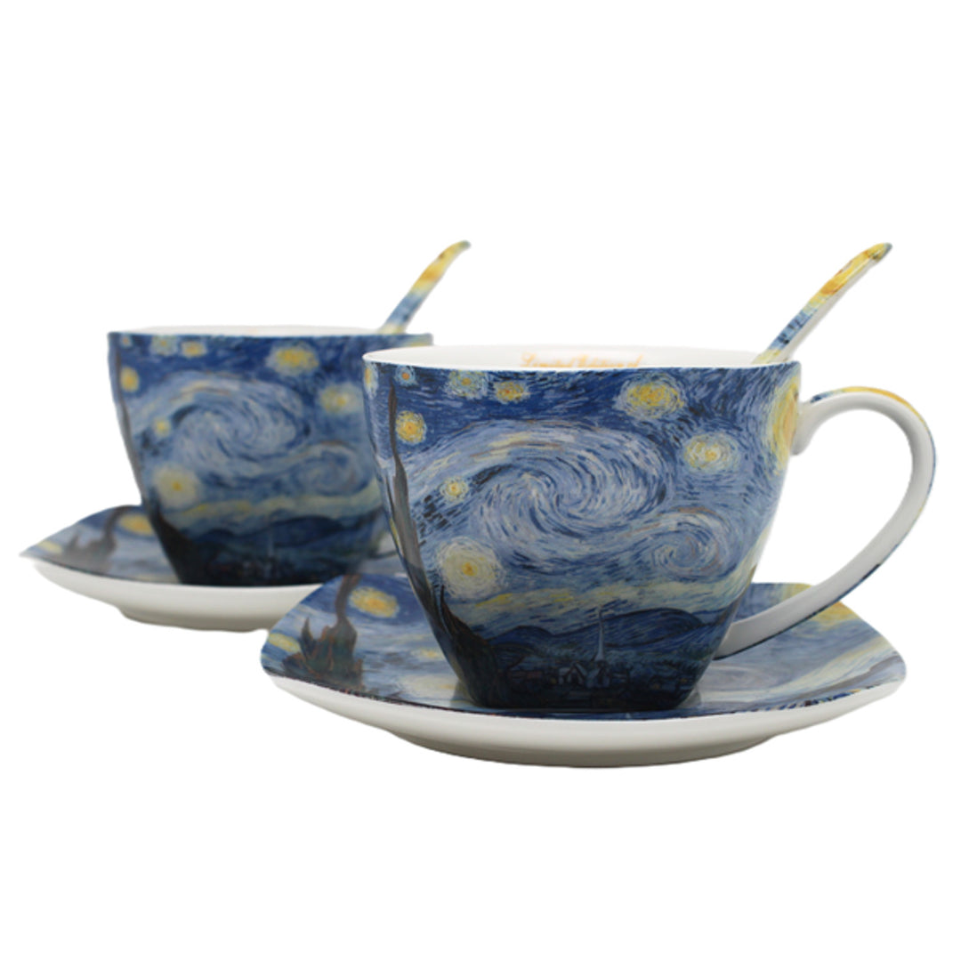 Van Gogh „Csillagos éjszaka” porceláncsészék, 2 db × 250 ml, szett, Queen Isabell