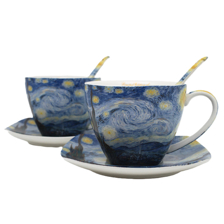 Van Gogh „Csillagos éjszaka” porceláncsészék, 2 db × 250 ml, szett, Queen Isabell