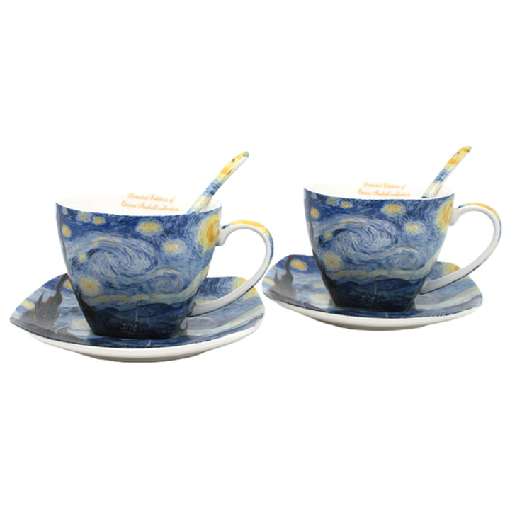Van Gogh „Csillagos éjszaka” porceláncsészék, 2 db × 250 ml, szett, Queen Isabell