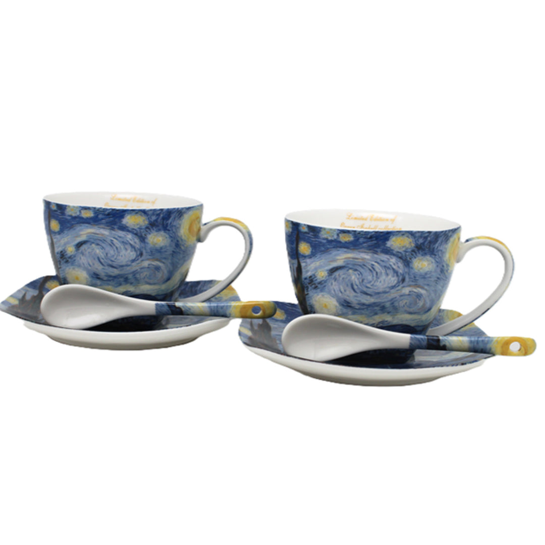 Van Gogh „Csillagos éjszaka” porceláncsészék, 2 db × 250 ml, szett, Queen Isabell