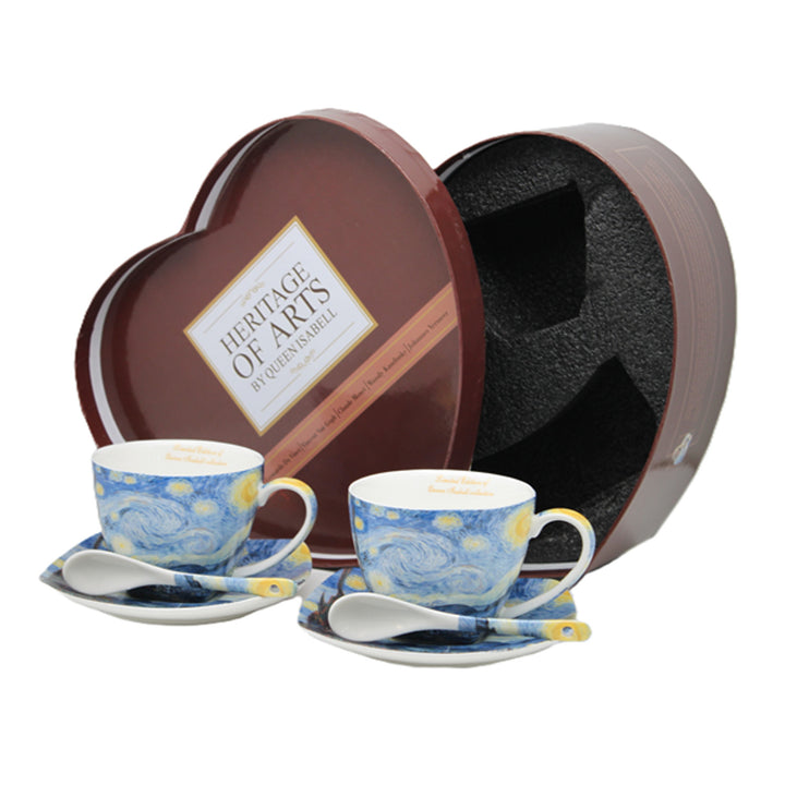Van Gogh „Csillagos éjszaka” porceláncsészék, 2 db × 250 ml, szett, Queen Isabell
