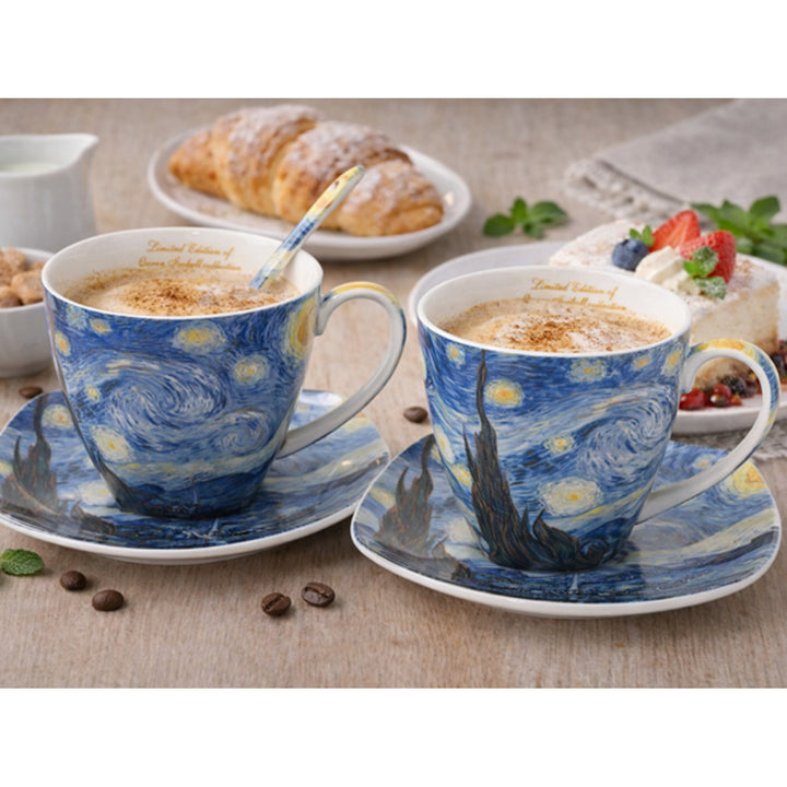 Van Gogh „Csillagos éjszaka” porceláncsészék, 2 db × 250 ml, szett, Queen Isabell