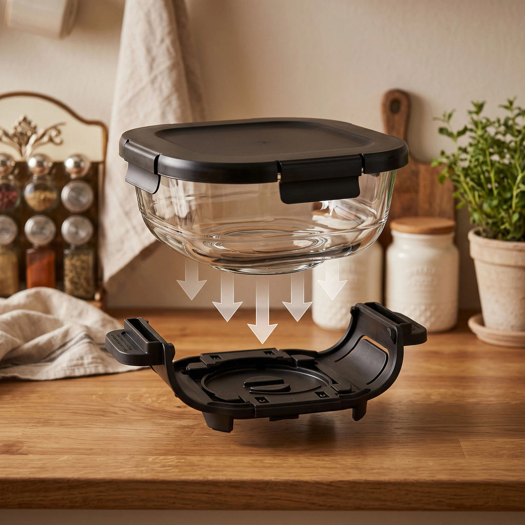 LOVIO PureFry Ultra Crisp LVAF003BK olajmentes légsütő, 4 l + 1,5 l, 1550 W, fekete, üveg edényekkel