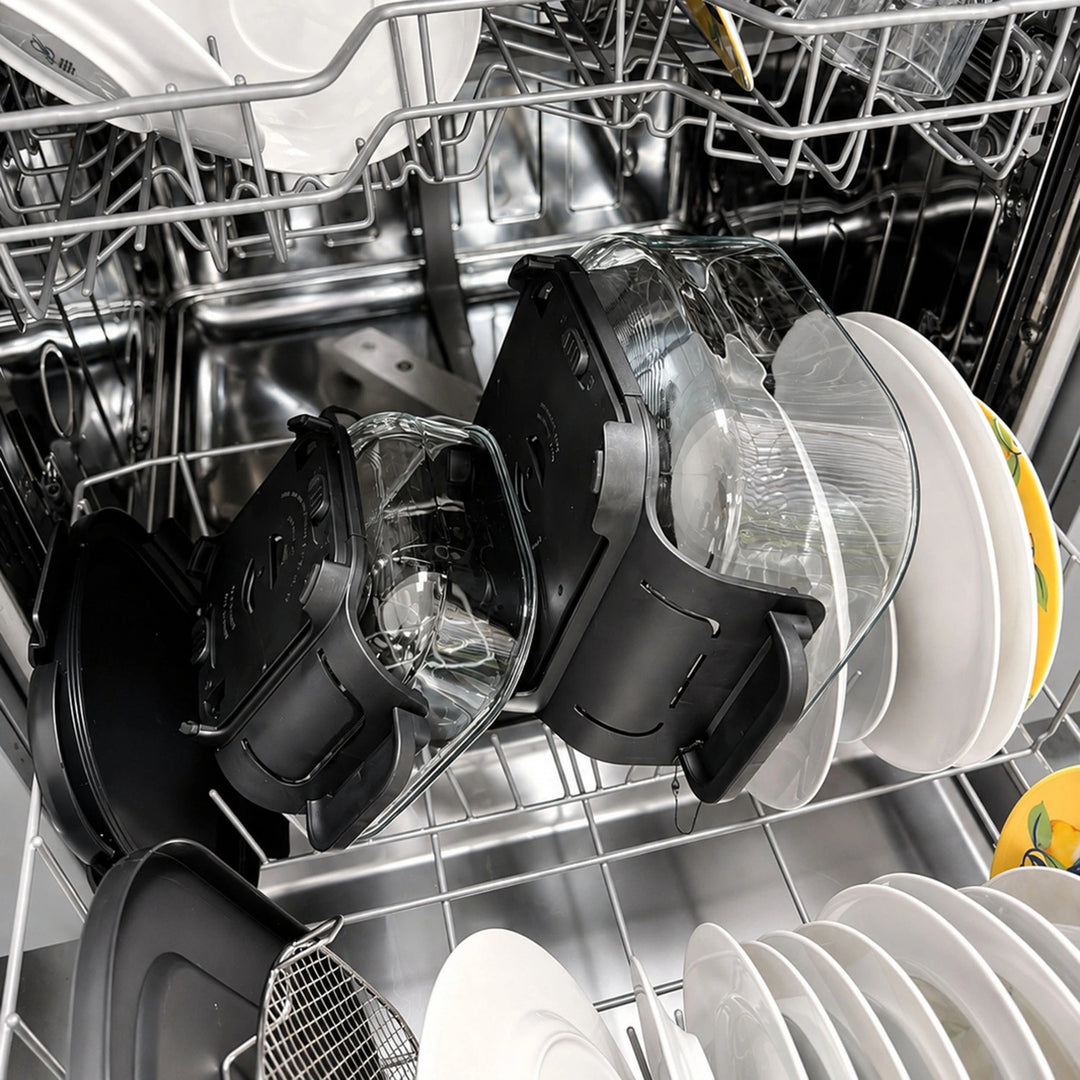 LOVIO PureFry Ultra Crisp LVAF003BE olajmentes légsütő, 4 l + 1,5 l, 1550 W, bézs színű, üveg edényekkel