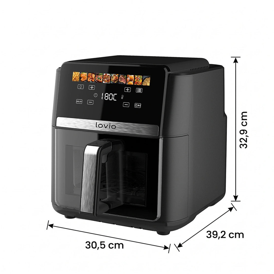 LOVIO DualHeat XXL Ceramic LVAF004BK 9 l-es, 2000 W-os, fekete olajmentes légsütő
