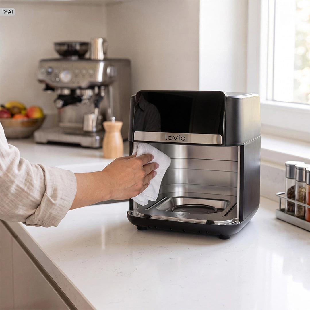 LOVIO DualHeat XXL Ceramic LVAF004BK 9 l-es, 2000 W-os, fekete olajmentes légsütő