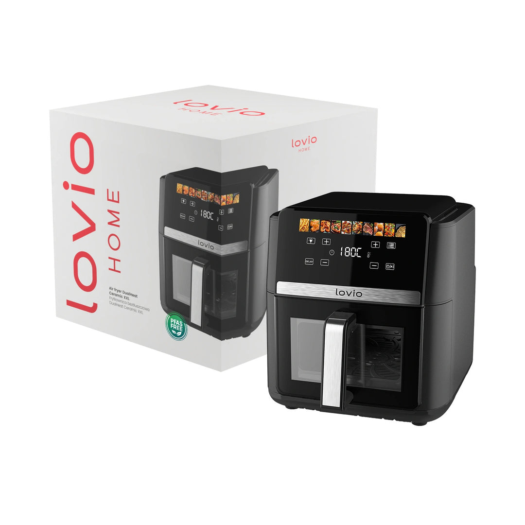LOVIO DualHeat XXL Ceramic LVAF004BK 9 l-es, 2000 W-os, fekete olajmentes légsütő