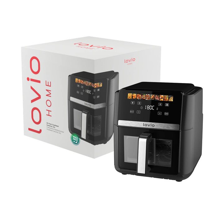LOVIO DualHeat XXL Ceramic LVAF004BK 9 l-es, 2000 W-os, fekete olajmentes légsütő