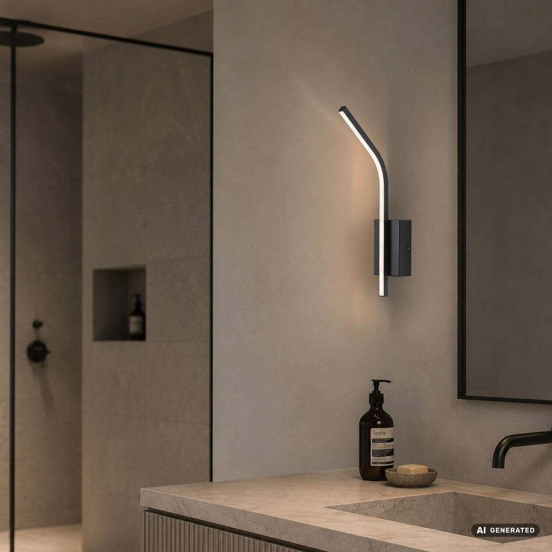Tilmann beltéri falilámpa, fekete, 10 W-os LED, 550 lm, 4000 K, magasság: 36 cm, IP44, érintésvezérelt, 75088