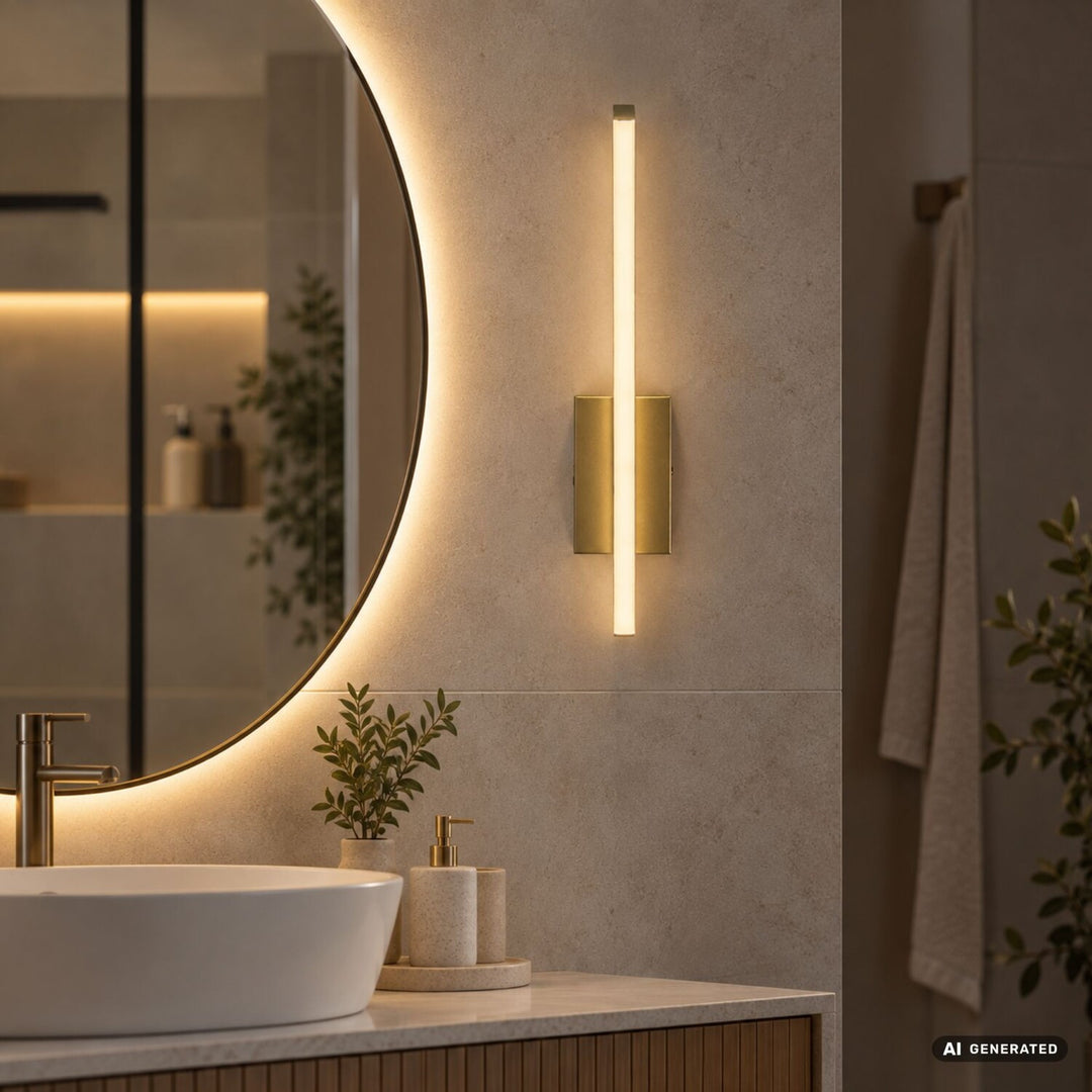 Tilmann beltéri falilámpa, arany színű, 10 W-os LED, 550 lm, 4000 K, magasság: 36 cm, IP44, érintésvezérelt, 75089